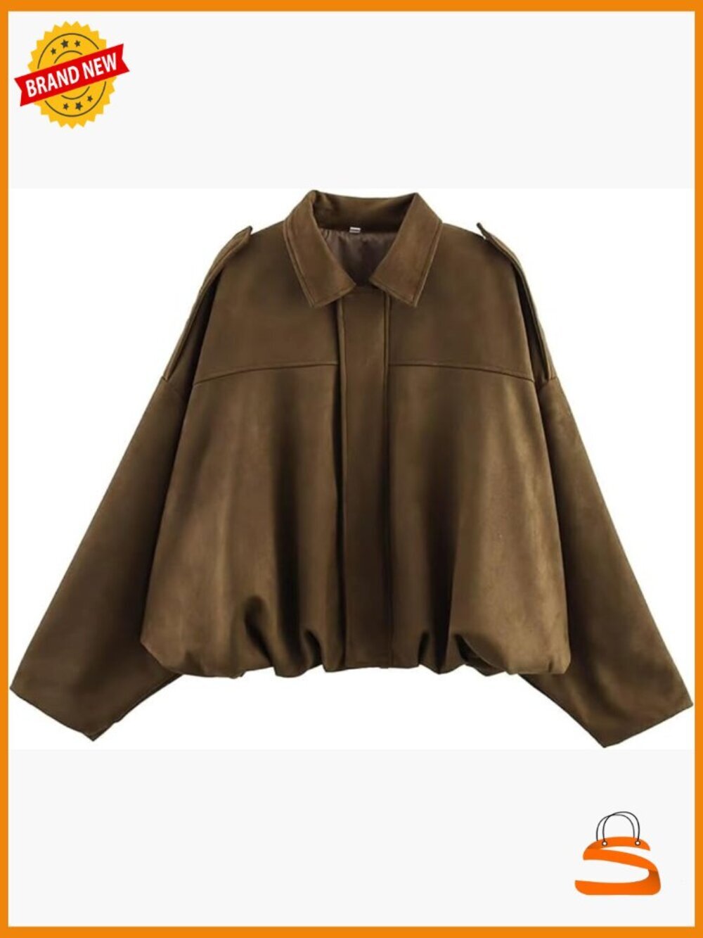 Faux Suede Bomber Jacket Oversized Pilot Coat Streetwear